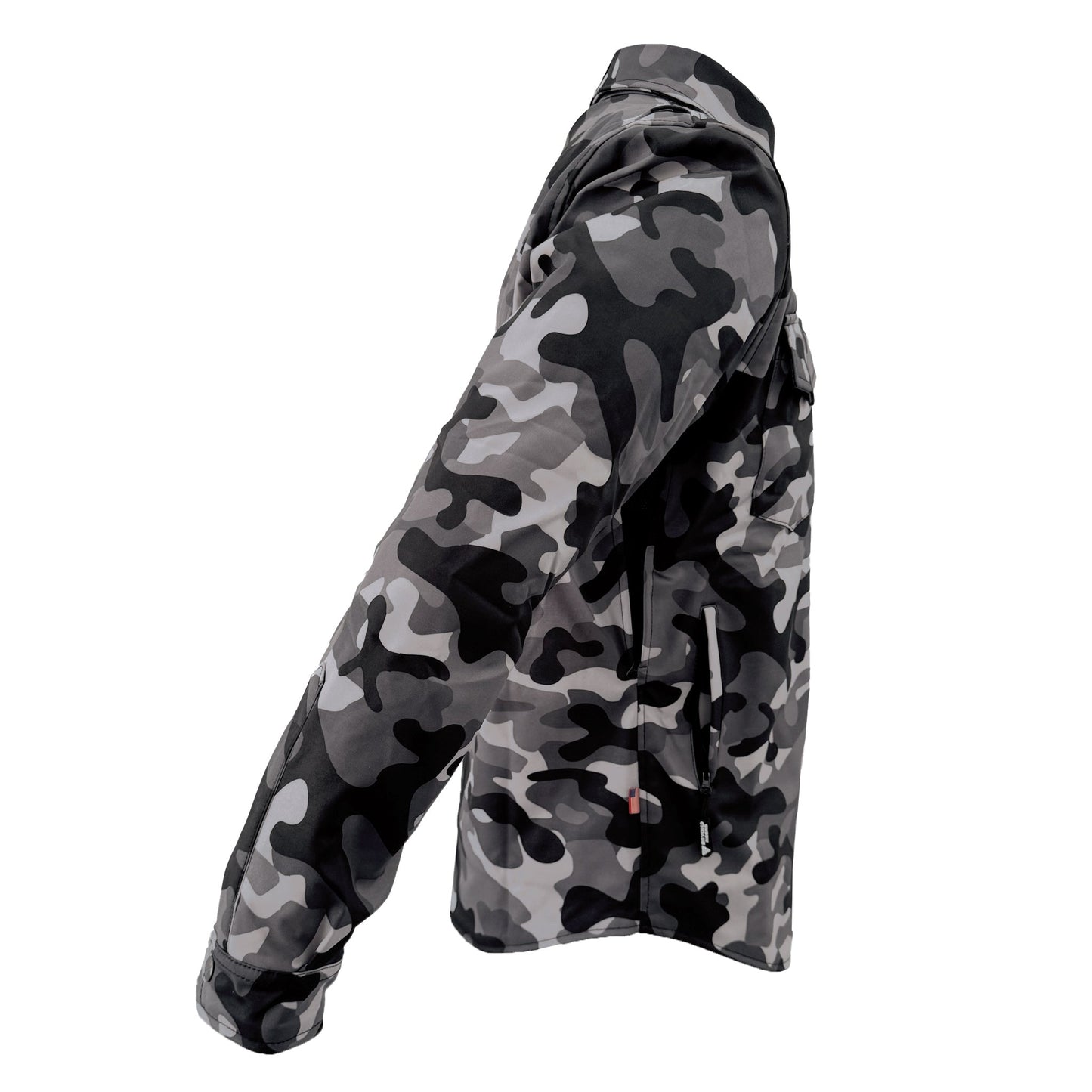 Protective SoftShell Winter Jacket for Men - Camouflage Gray Boomer with Pads
