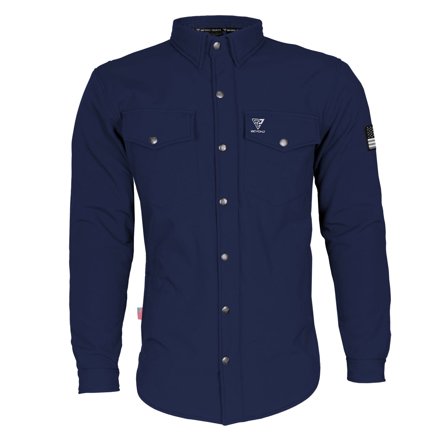 Protective SoftShell Winter Jacket for Men - Navy Blue Matte with Pads