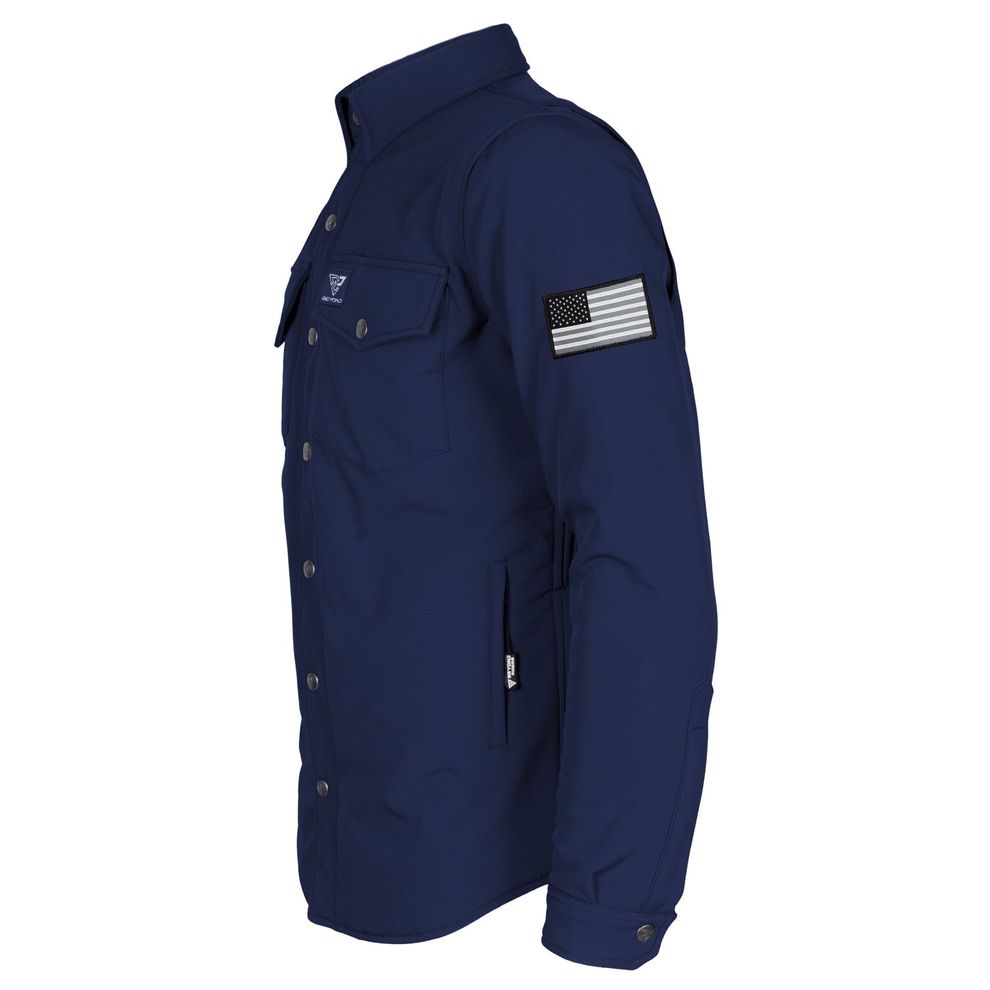 Protective SoftShell Winter Jacket for Men - Navy Blue Matte with Pads