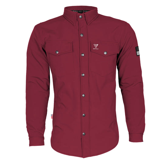 Protective SoftShell Winter Jacket for Men - Red Maroon Matte with Pads