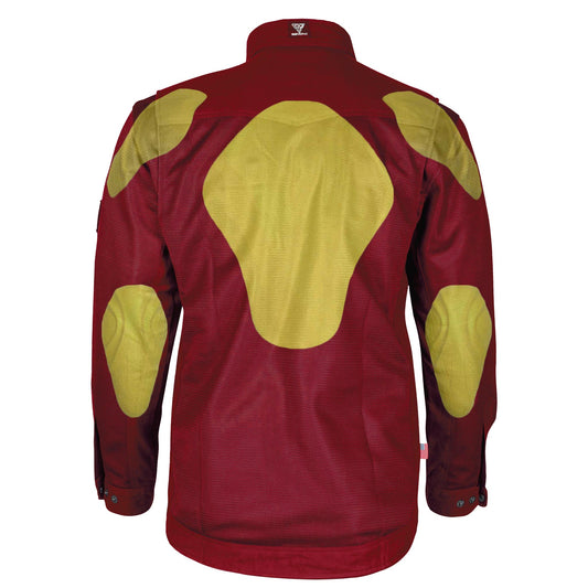 Protective Summer Mesh Shirt - Red Maroon Solid with Pads