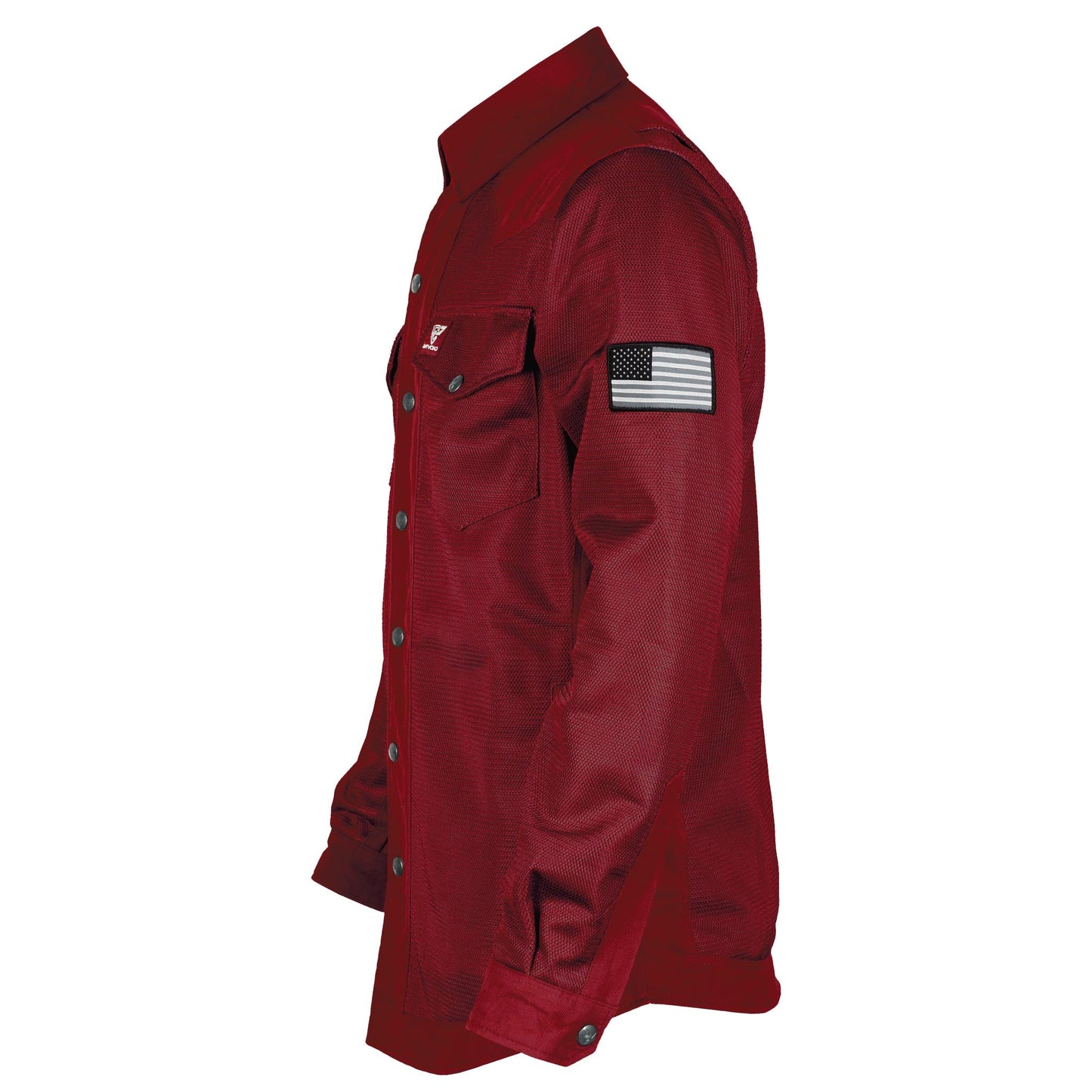 Protective Summer Mesh Shirt - Red Maroon Solid with Pads