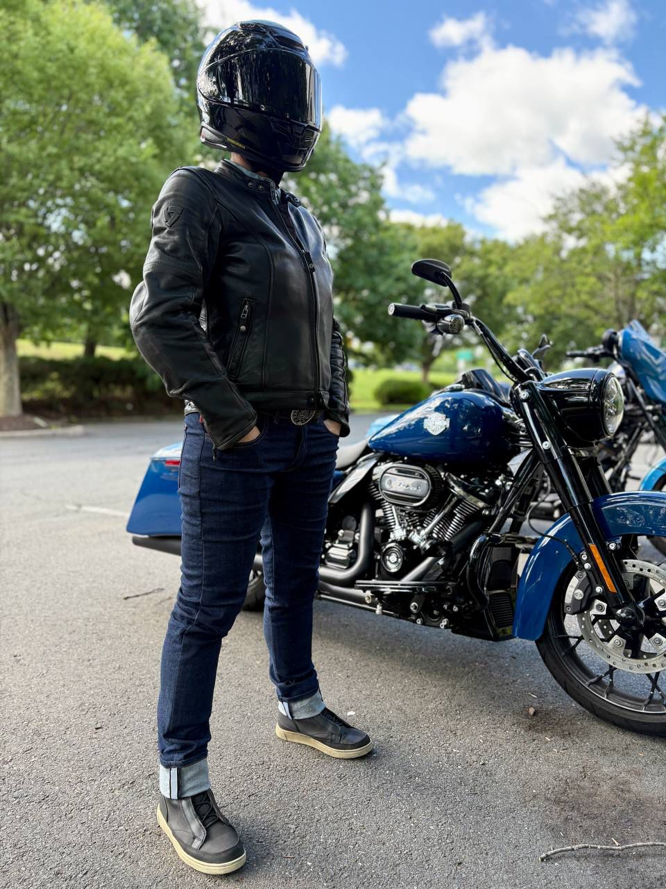 Straight Leg Protective Jeans for Women - Indigo Blue with Pads