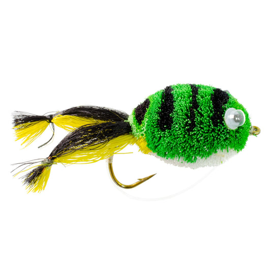 Messingers Frog Bass Fly Fishing Bug 6 Flies Hook Size 4 Wide Gape Bass Hooks With Weed Guard