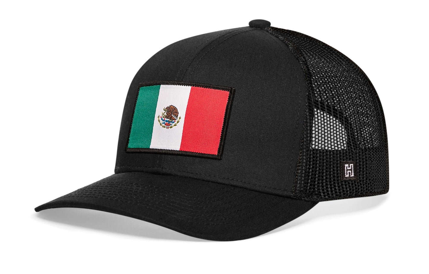 Mexican Flag Trucker Hat  |  Black Mexico Snapback