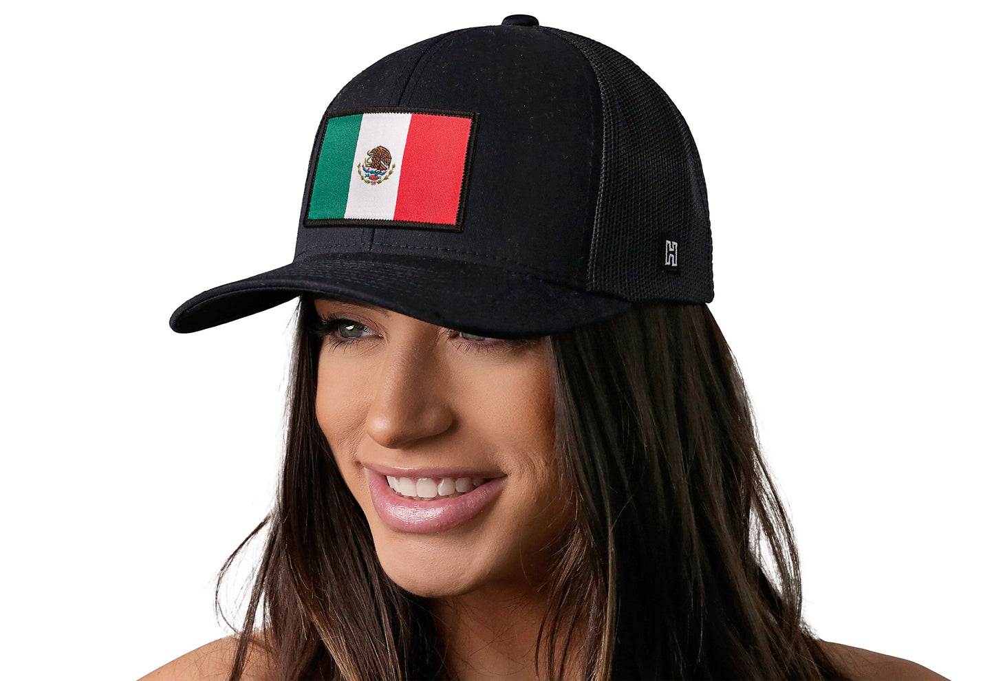 Mexican Flag Trucker Hat  |  Black Mexico Snapback