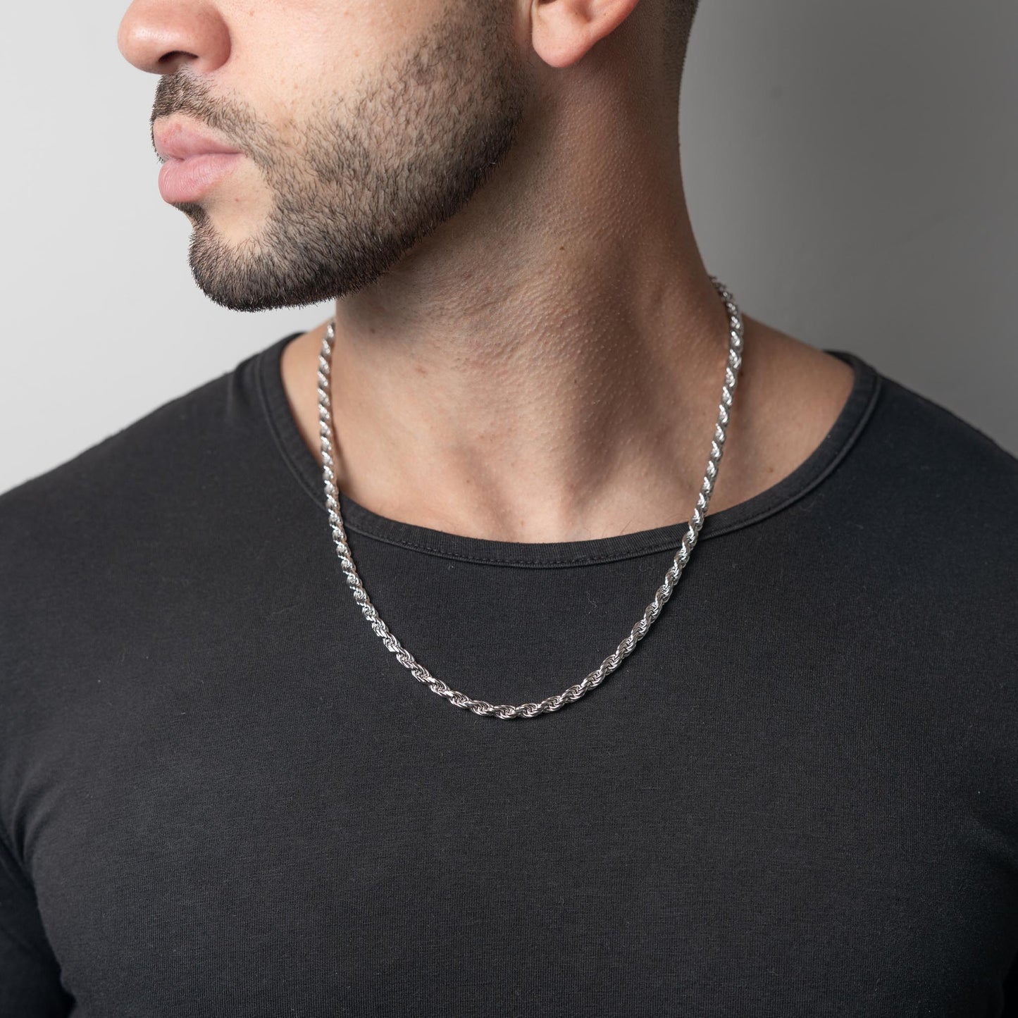 Silver Diamond Cut Rope Chain 5mm