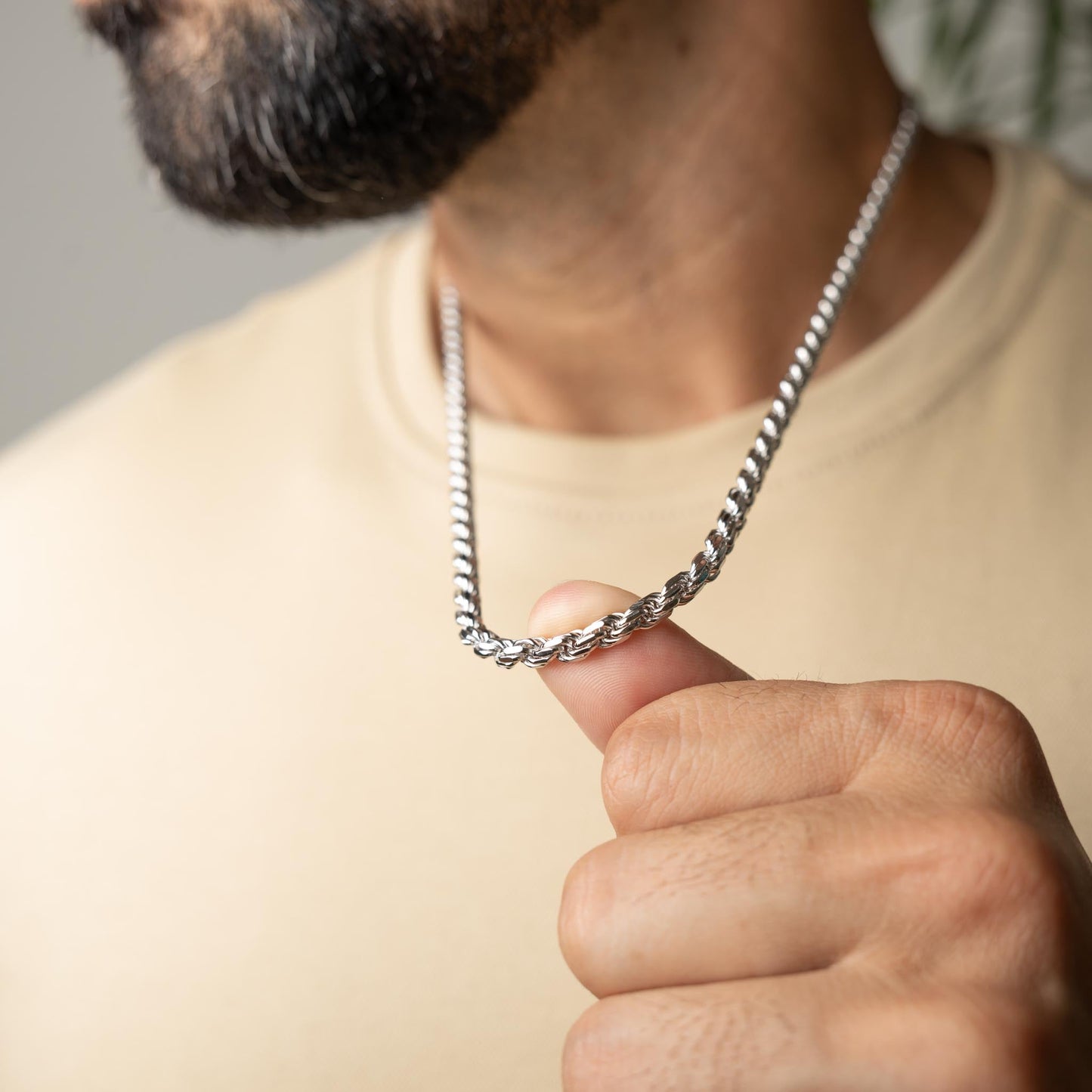 Silver Diamond Cut Rope Chain 5mm