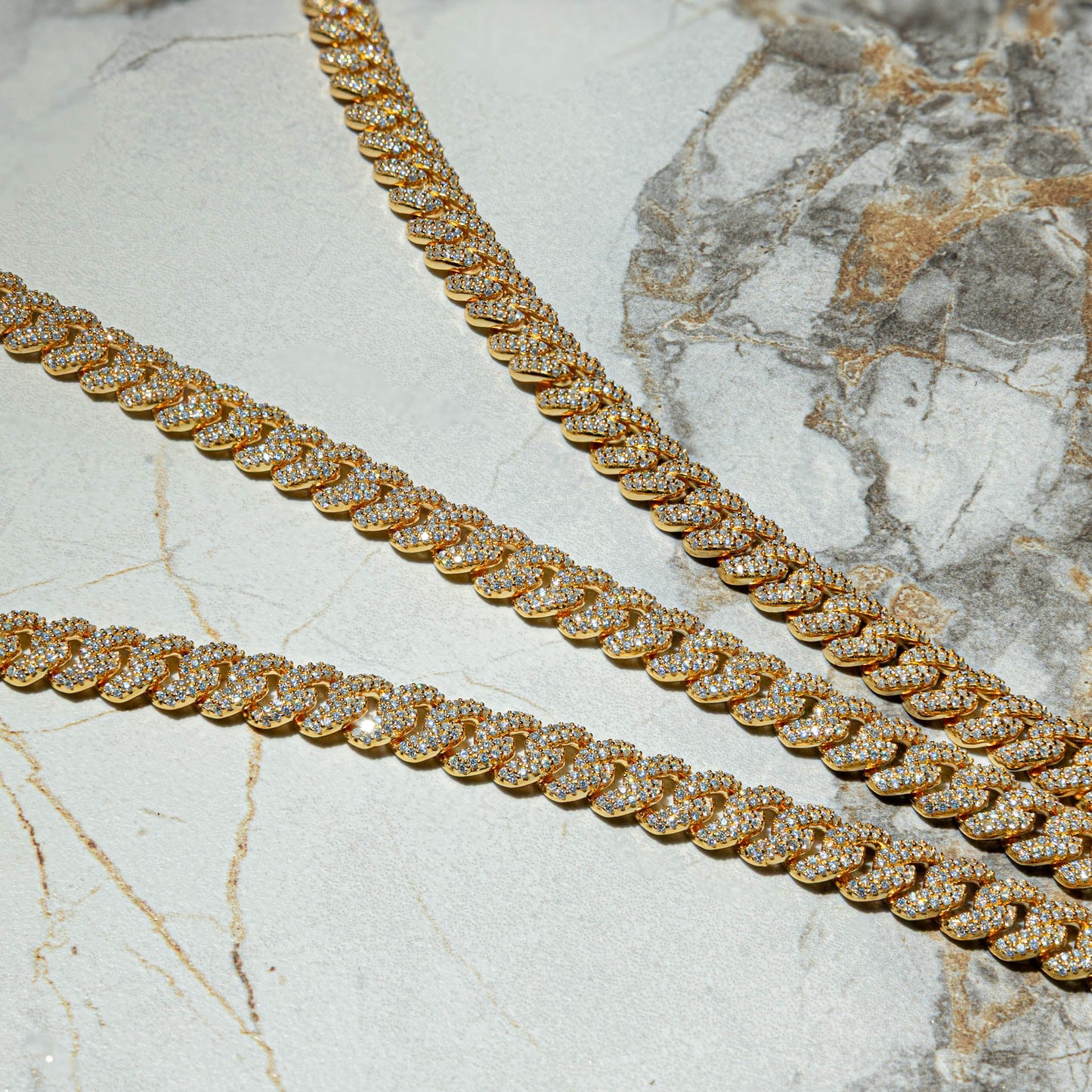 Gold Iced Moissanite Prong Miami Cuban Chain 8mm