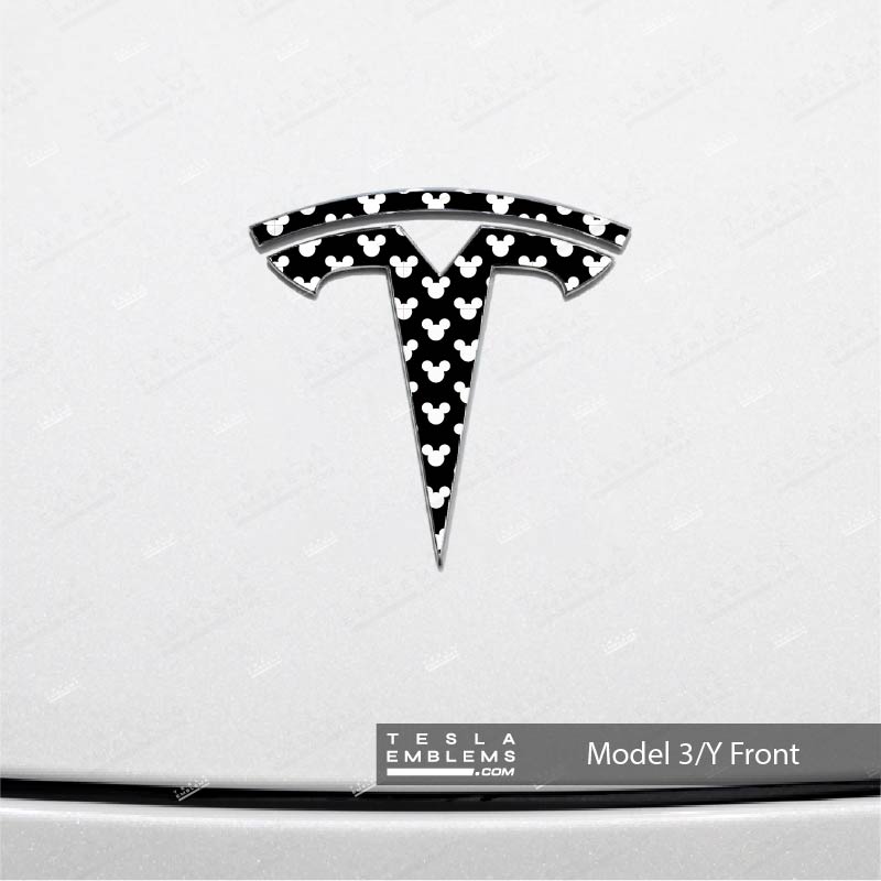 Mickey-Dots Tesla Emblem Decals (Front + Back) | Model 3