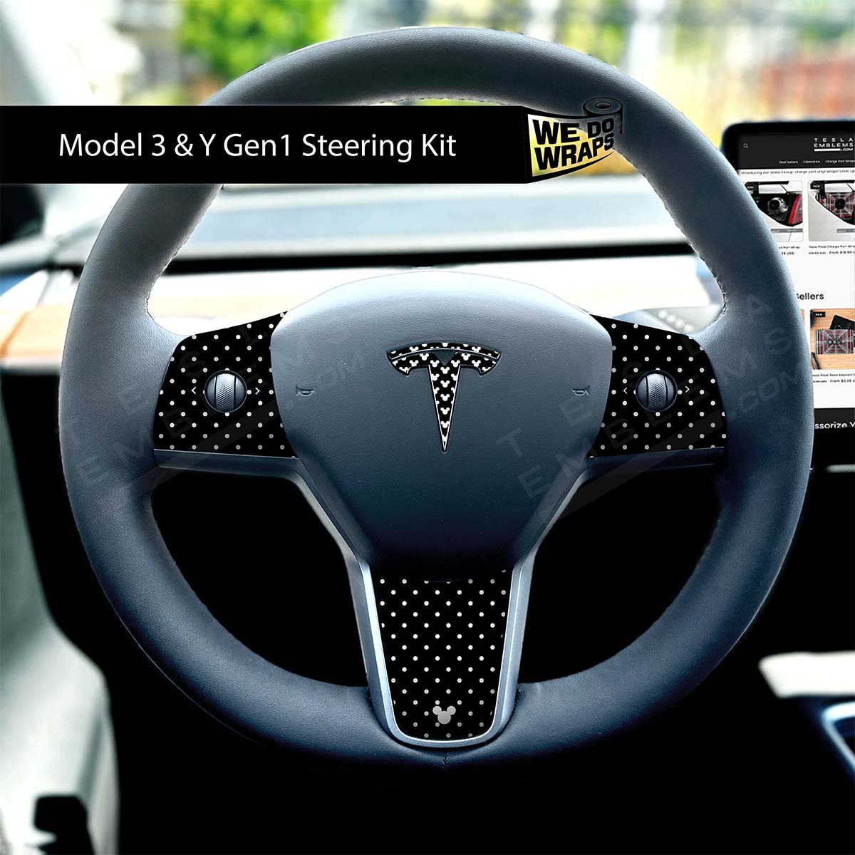 Mickey-Dots Tesla Steering Wheel Wrap | M3 2017-Jan 2024