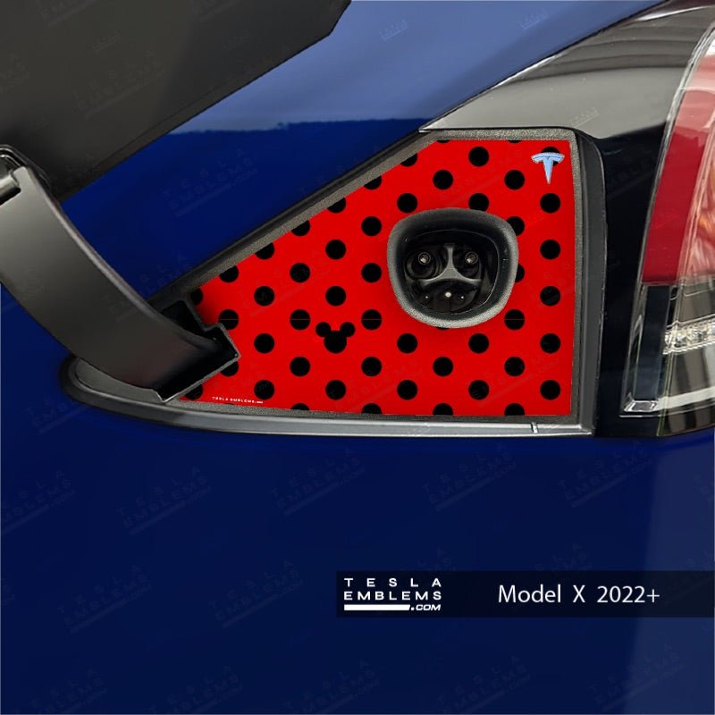 Mickey Red Polkadots Tesla Charge Port Wrap | Model X