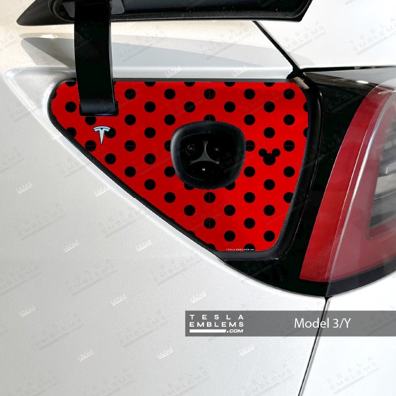 Mickey Red Polkadots Tesla Charge Port Wrap | Model 3