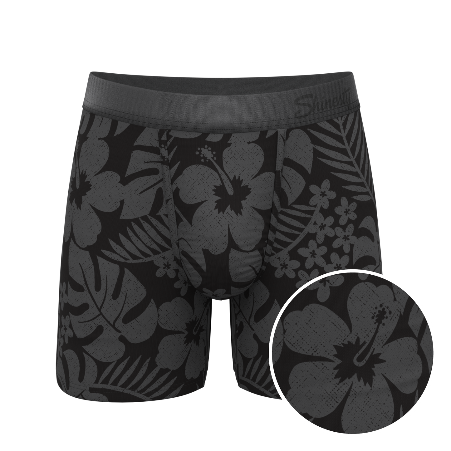 The Midnight Flora | Black Tonal Tropical Ball Hammock® Pouch Underwear