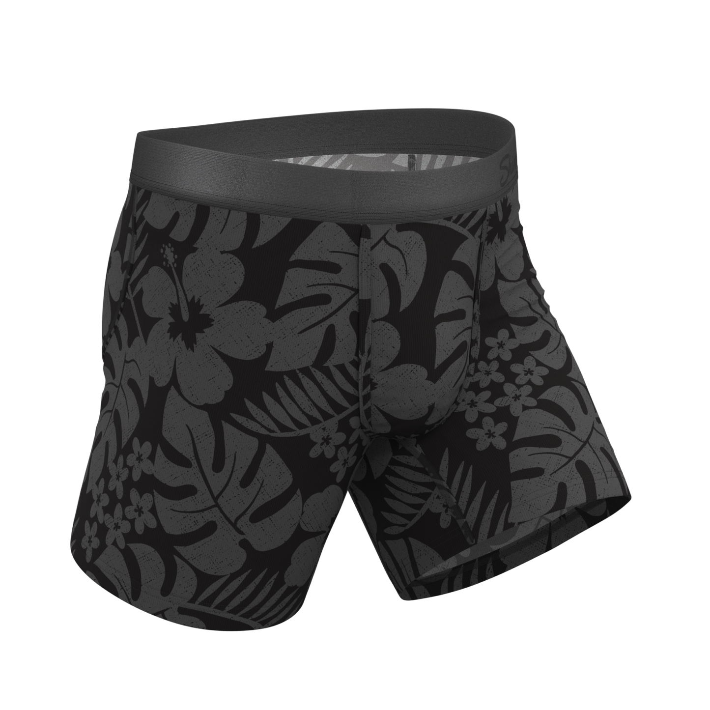The Midnight Flora | Black Tonal Tropical Ball Hammock® Pouch Underwear