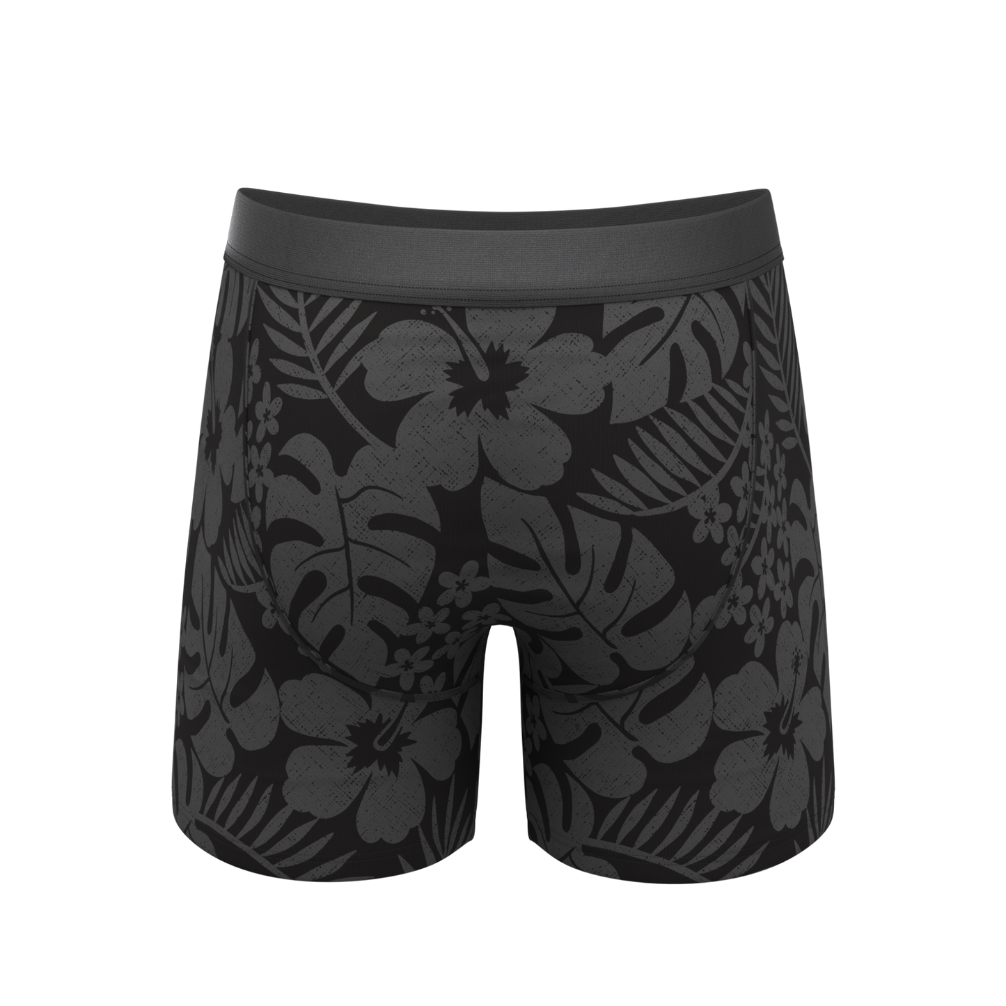 The Midnight Flora | Black Tonal Tropical Ball Hammock® Pouch Underwear With Fly