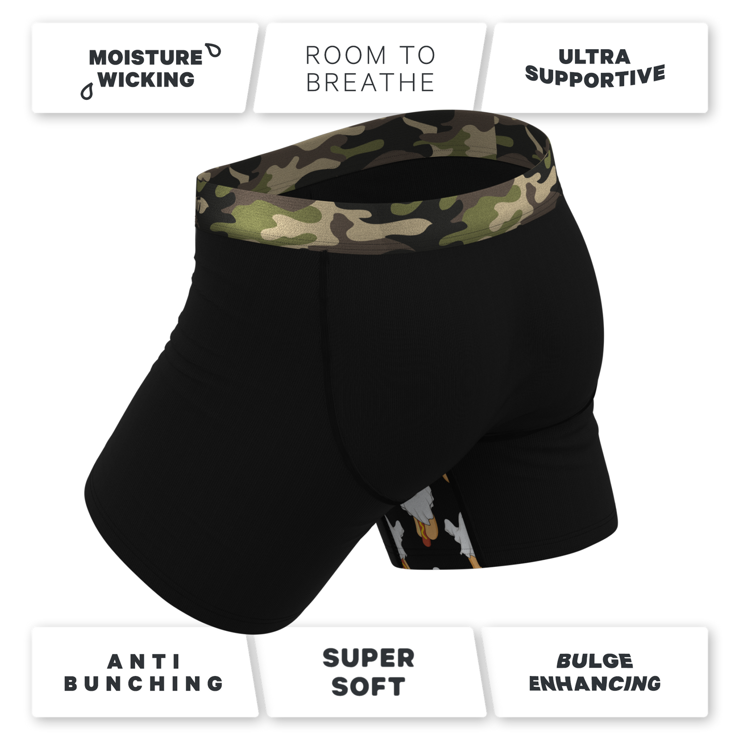 The Midnights | Black and Camo Ball Hammock® Pouch Underwear With Fly