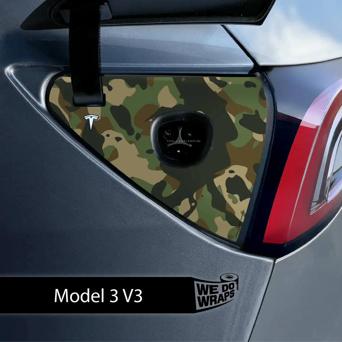 Camo Tesla Charge Port Wrap | Model 3