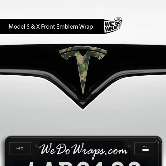 Camo Tesla Emblem Decals (Front + Back) | Model S