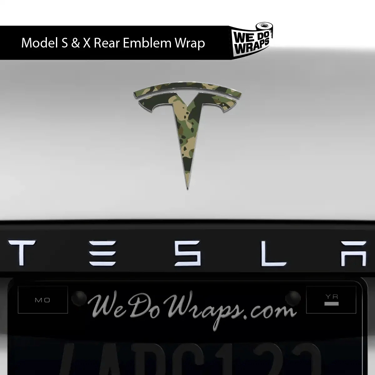 Camo Tesla Emblem Decals (Front + Back) | Model S