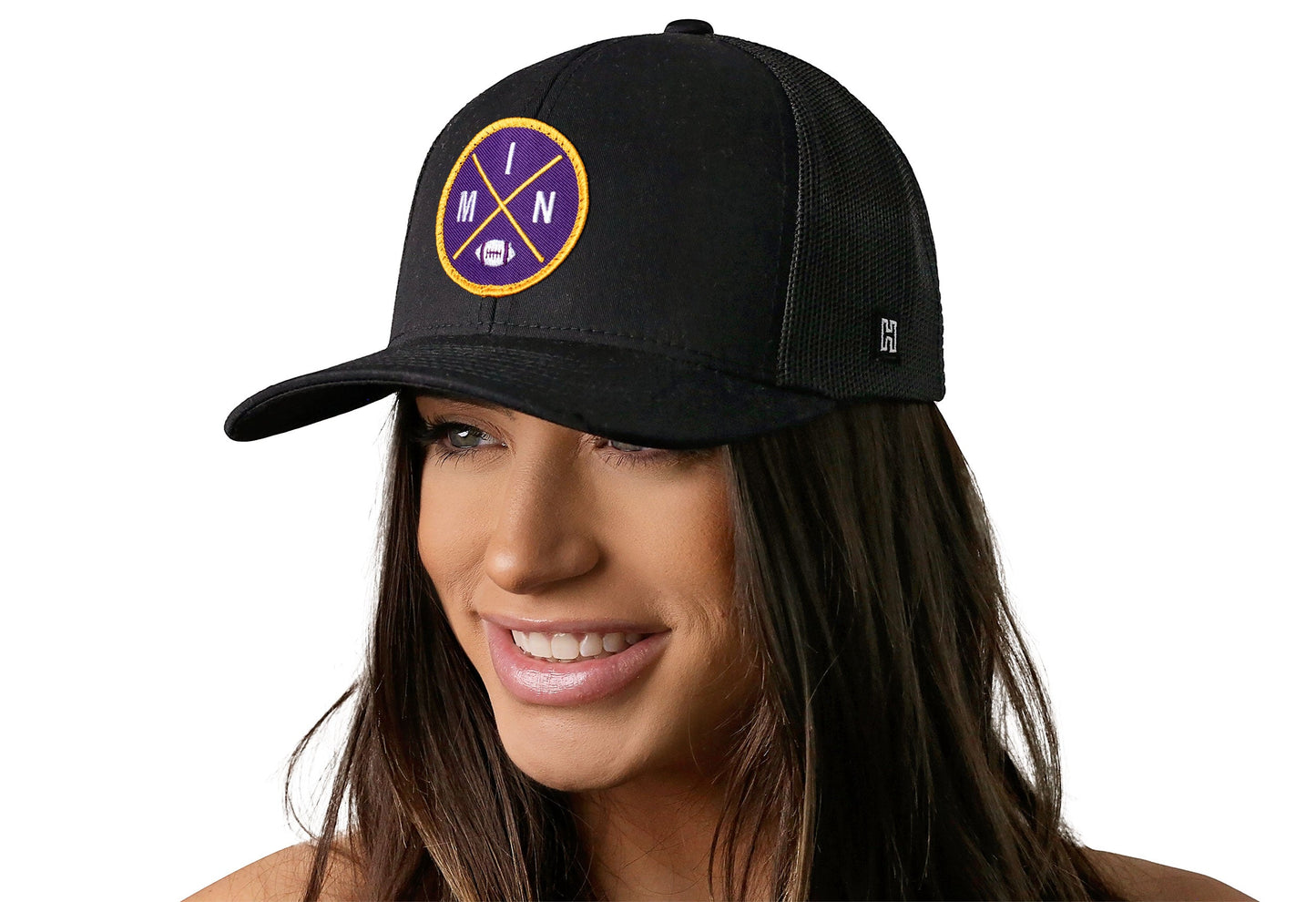 Minnesota Trucker Hat  |  Black MIN X Football Snapback