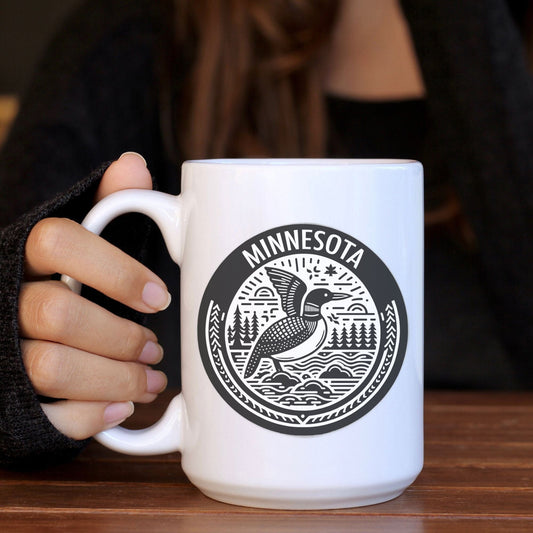 Minnesota Loon Black Circle Mug