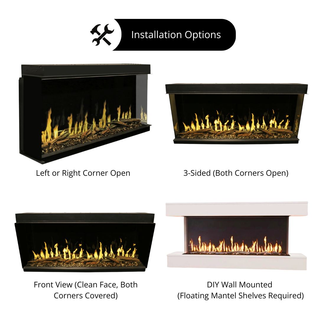 Modern Flames Orion Multi Built-In/Wall Mounted Smart Virtual Electric Fireplace with Real Flame Effect