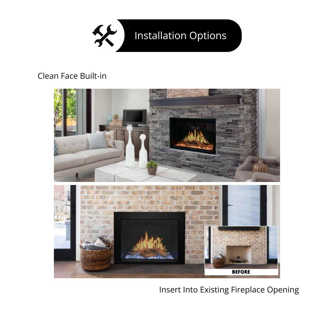 Modern Flames Orion Traditional Built-In Smart Virtual Electric Fireplace with Real Flame Effect