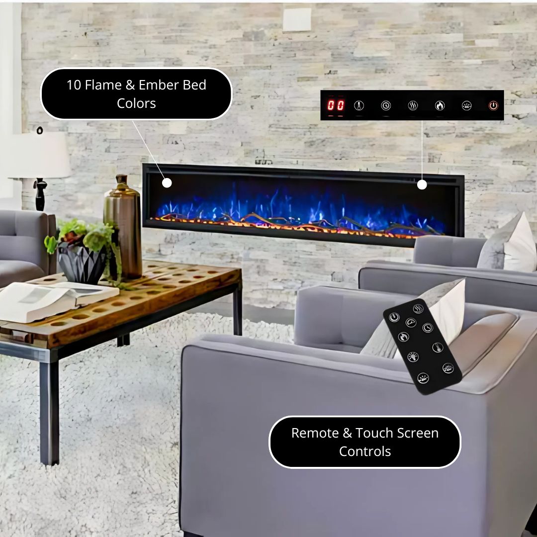 Modern Flames Spectrum Slimline Built-in/Wall Mounted Electric Fireplace, Sizes: 50"-100"