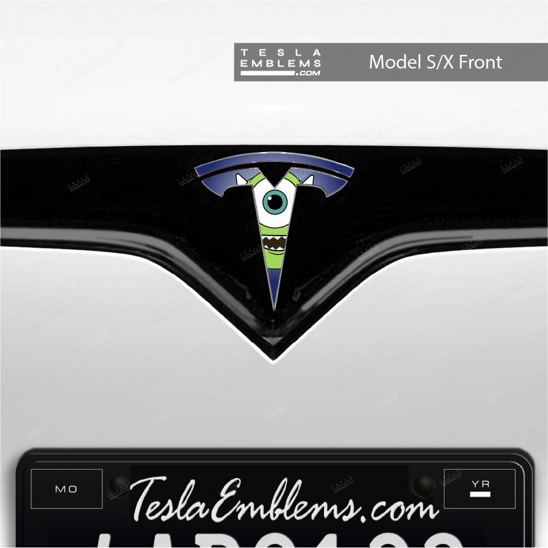 Monsters Inc Mike Tesla Emblem Decals (Front + Back) | Model X