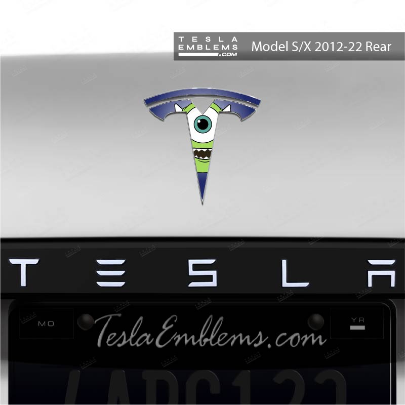 Monsters Inc Mike Tesla Emblem Decals (Front + Back) | Model S