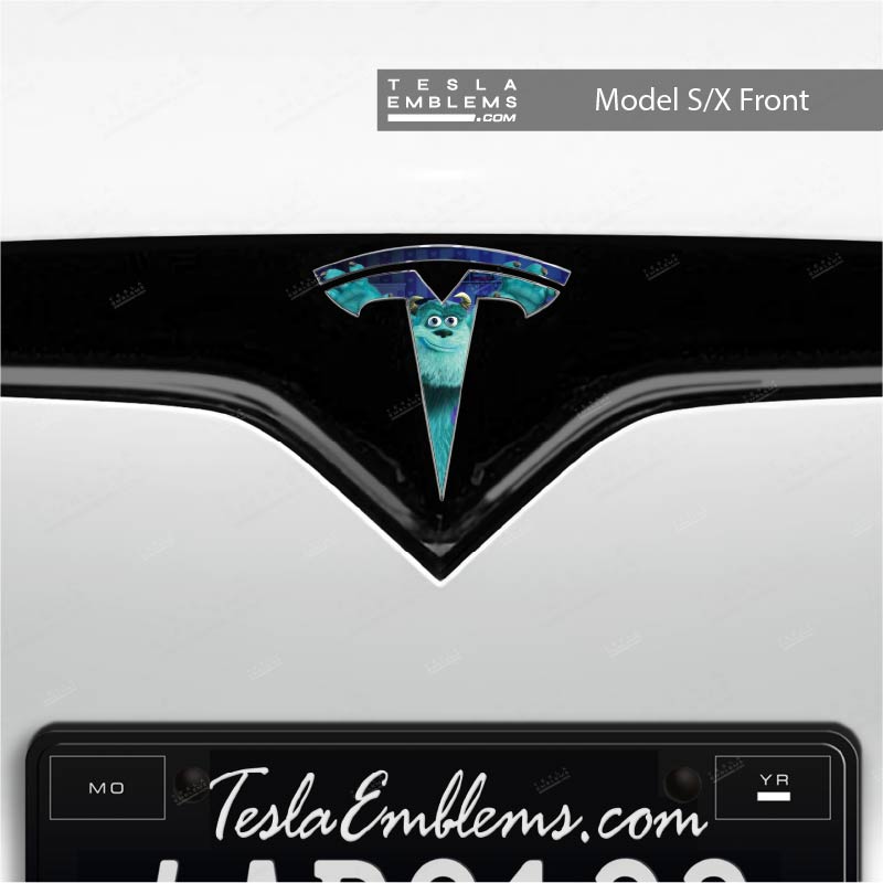Monsters Inc Sully Tesla Emblem Decals (Front + Back) | Model S