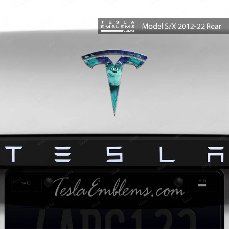 Monsters Inc Sully Tesla Emblem Decals (Front + Back) | Model X