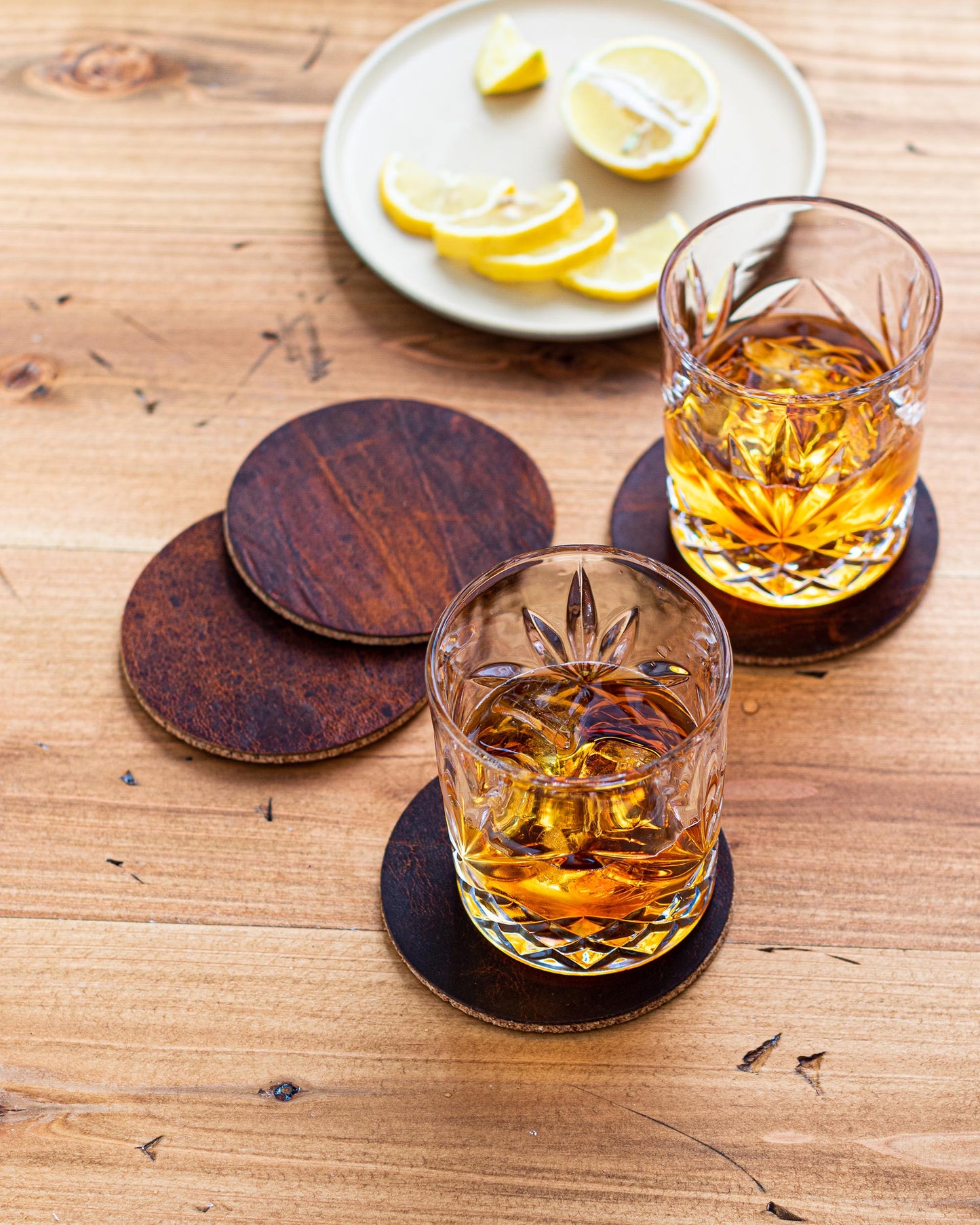 Moose Leather Coaster Set