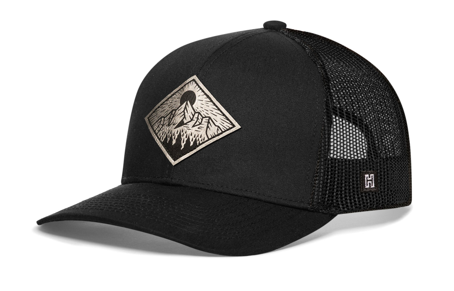 Diamond Mountain and Trees Trucker Hat  |  Black Outdoors Snapback