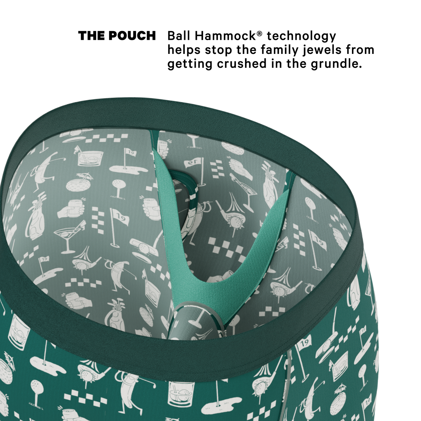 The Mulligan | Green Golf Long Leg Ball Hammock® Pouch Underwear With Fly
