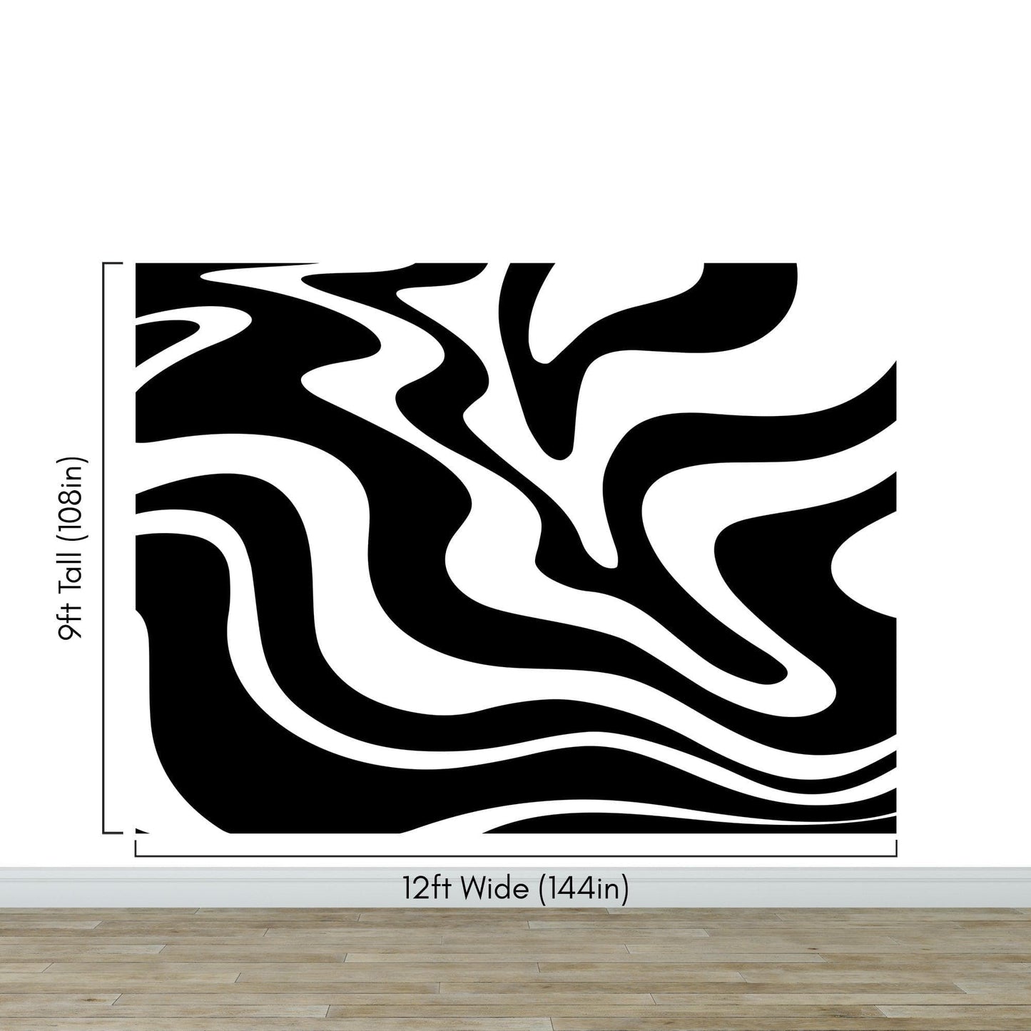 Black Swirly Line Wallpaper. Contemporary Art Decor. Modern Aesthetic. #6679