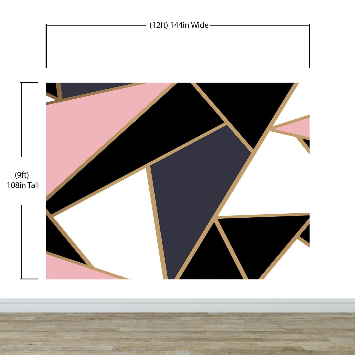 Modern Decor Gold, Black and Pink Mosaic Peel and Stick Wallpaper | Removable Wall Mural #6210