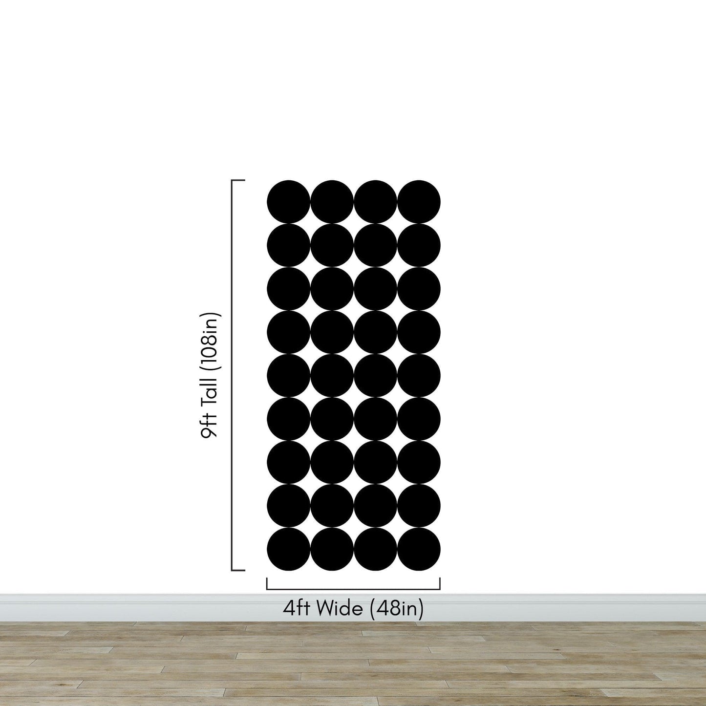Modern Geometric Black Circle Wallpaper Mural. #6675