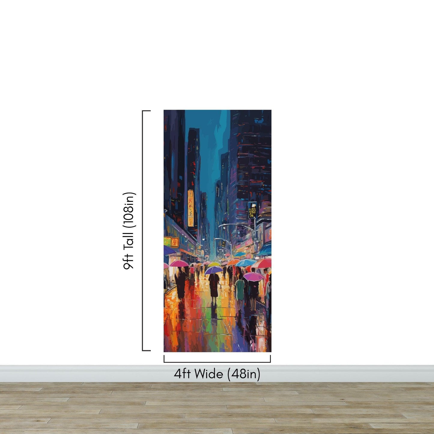 Raining Cityscape Wallpaper Mural - Abstract Color Mural. #6762
