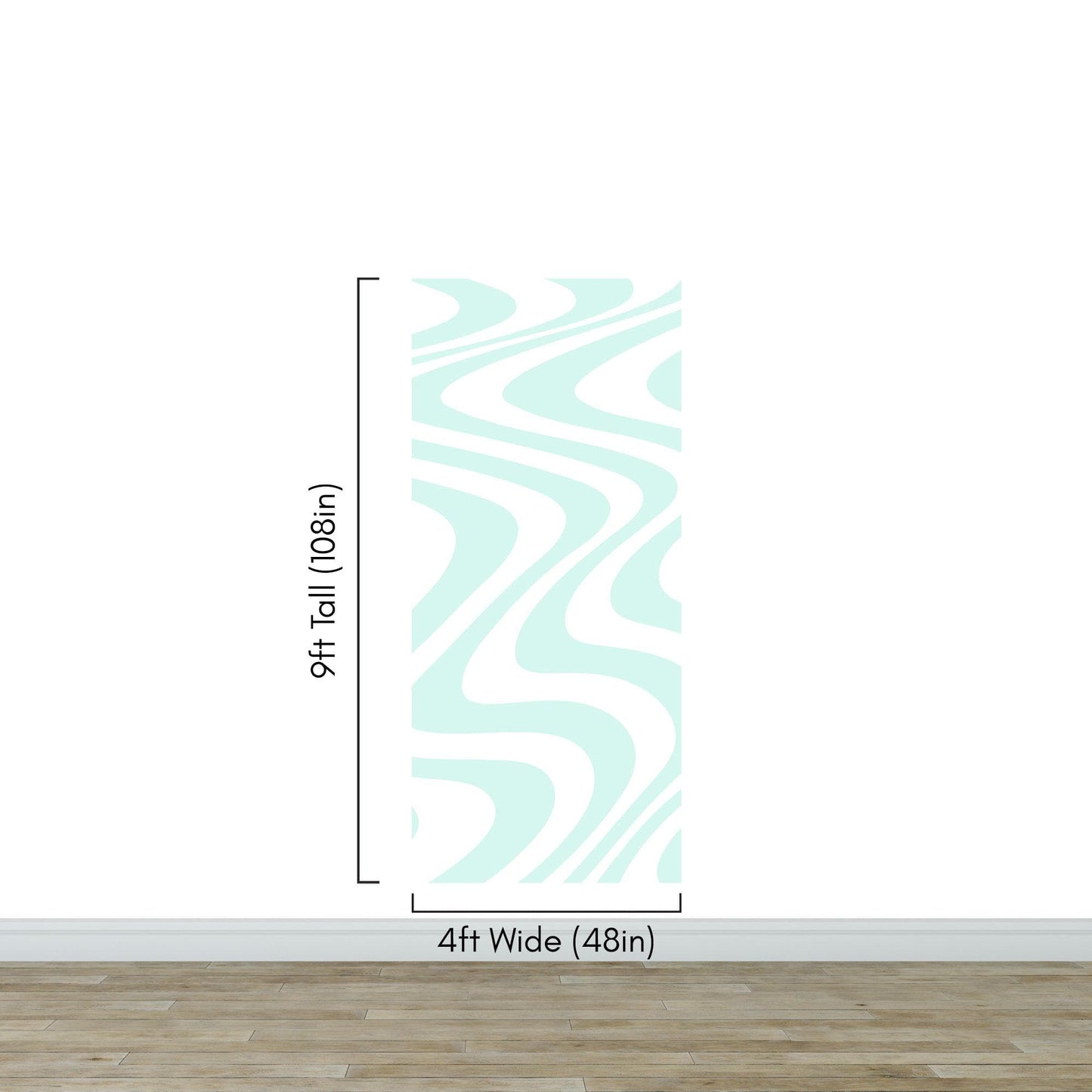 Mint Color Swirly Lines Abstract Wallpaper Mural. #6689