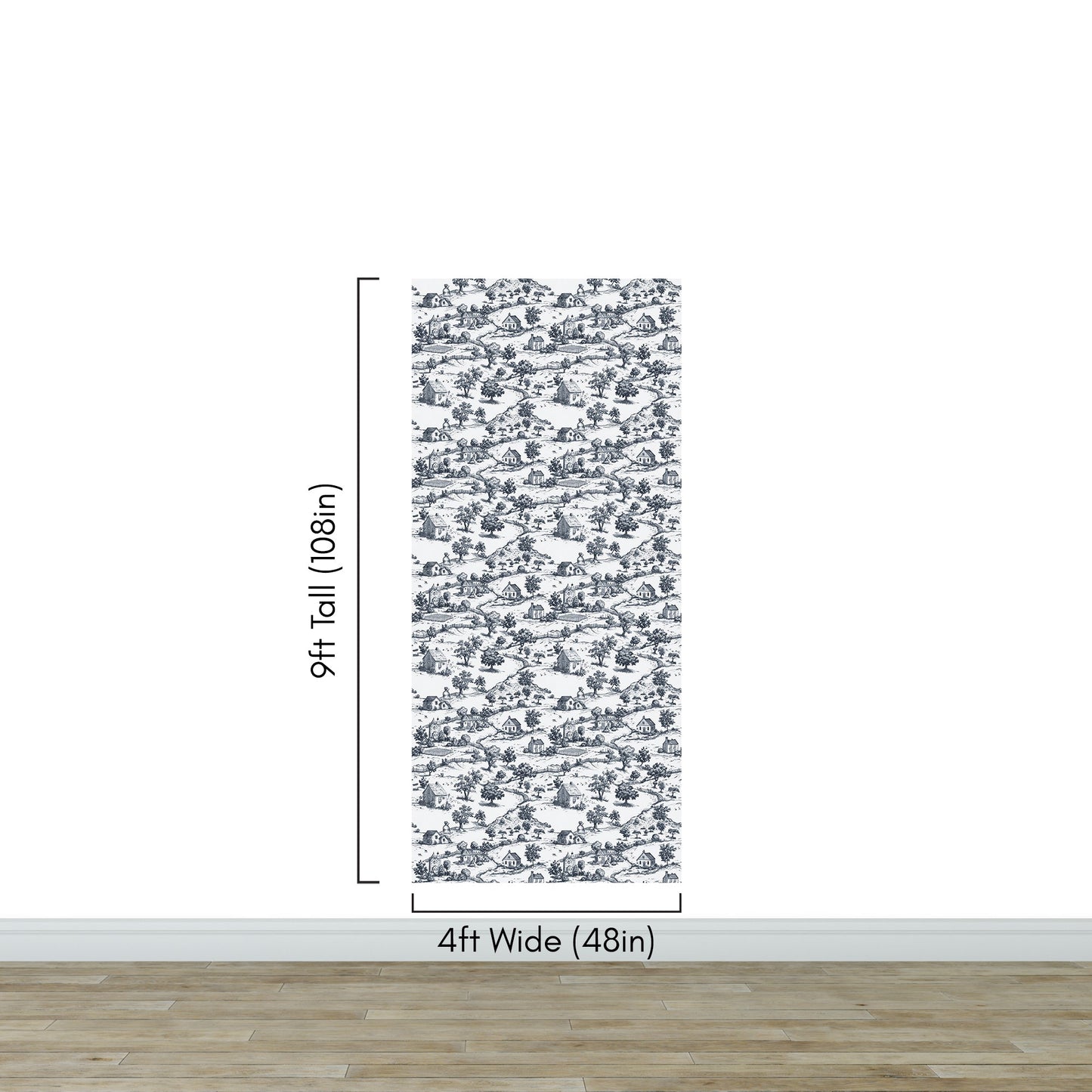 Rustic Wallpaper Peel and Stick Wall Mural. Countryside Motif Wall Decor. #6729
