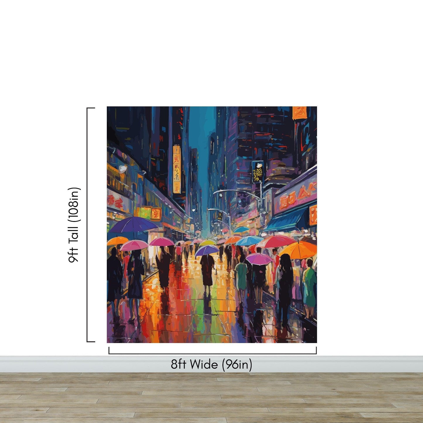 Raining Cityscape Wallpaper Mural - Abstract Color Mural. #6762