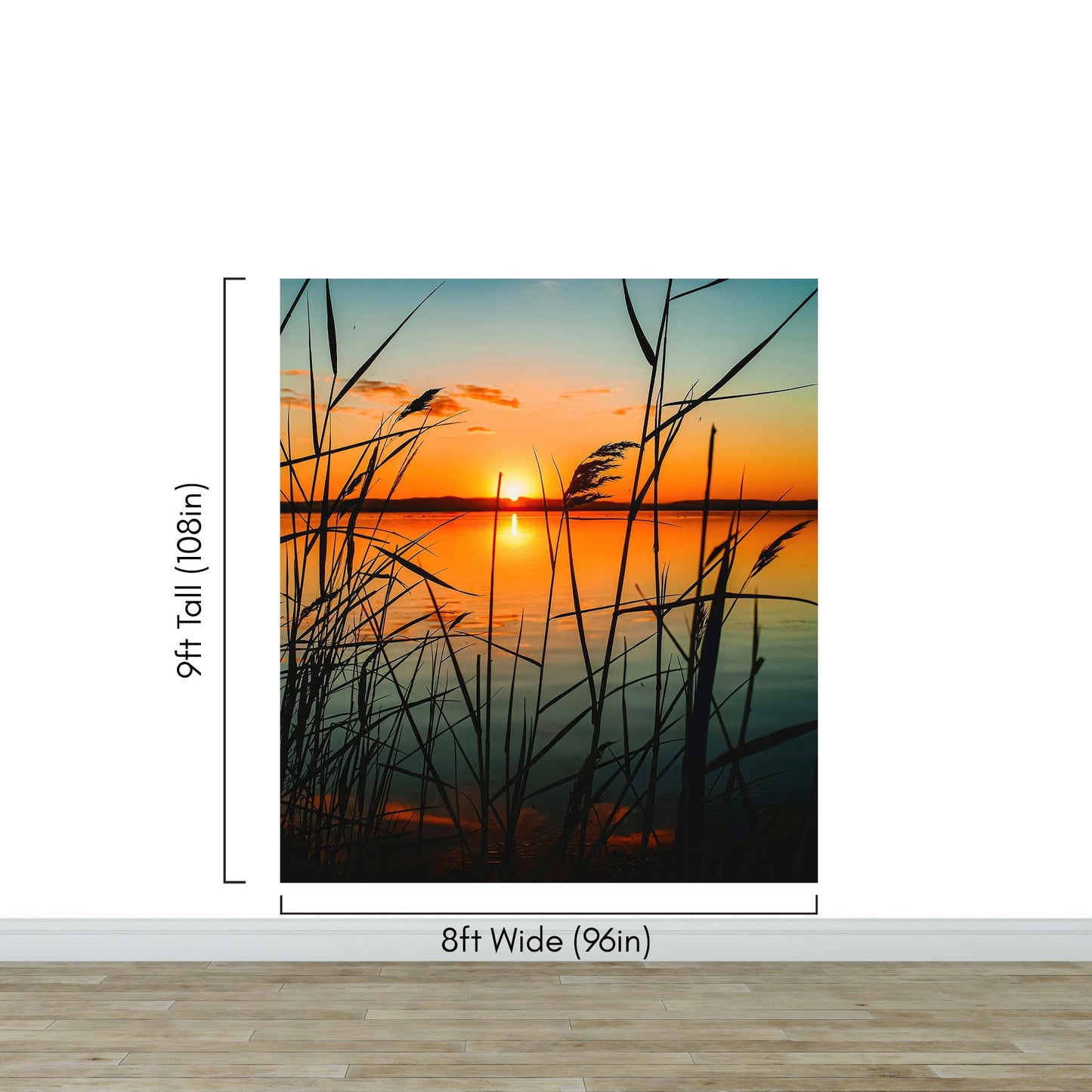 Lakeside Retreat with Sunset Over Lake Wallpaper Mural. #6920