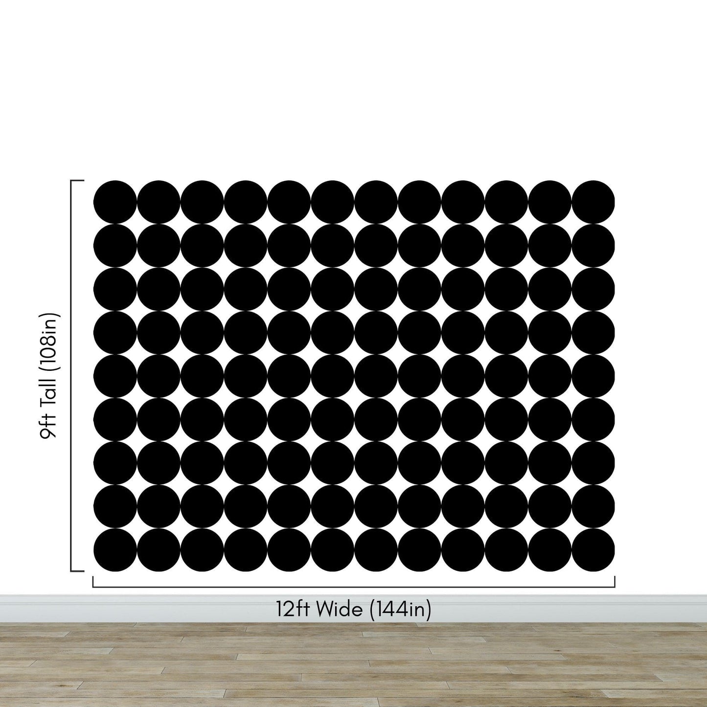 Modern Geometric Black Circle Wallpaper Mural. #6675