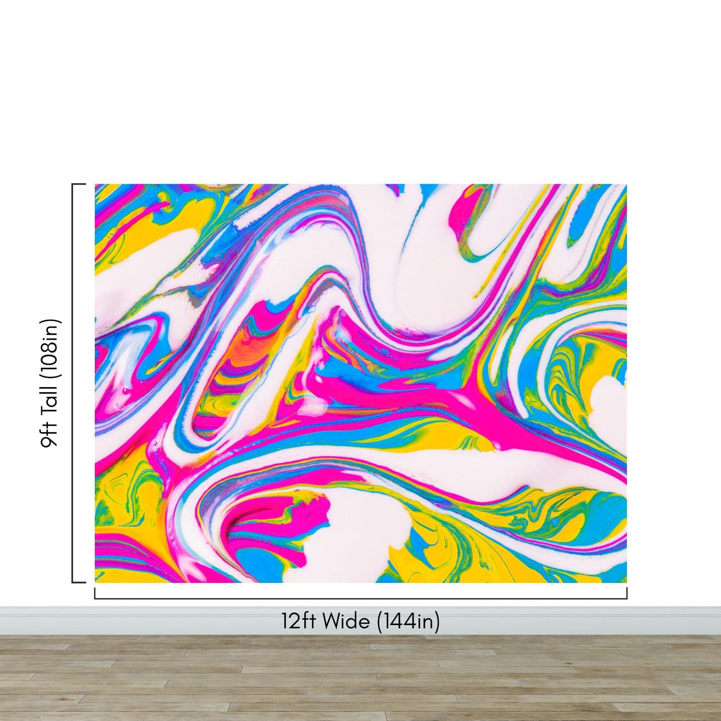 Vibrant Neon Ink Swirl Wallpaper. Abstract Pink, Yellow & Blue Colors. #6980