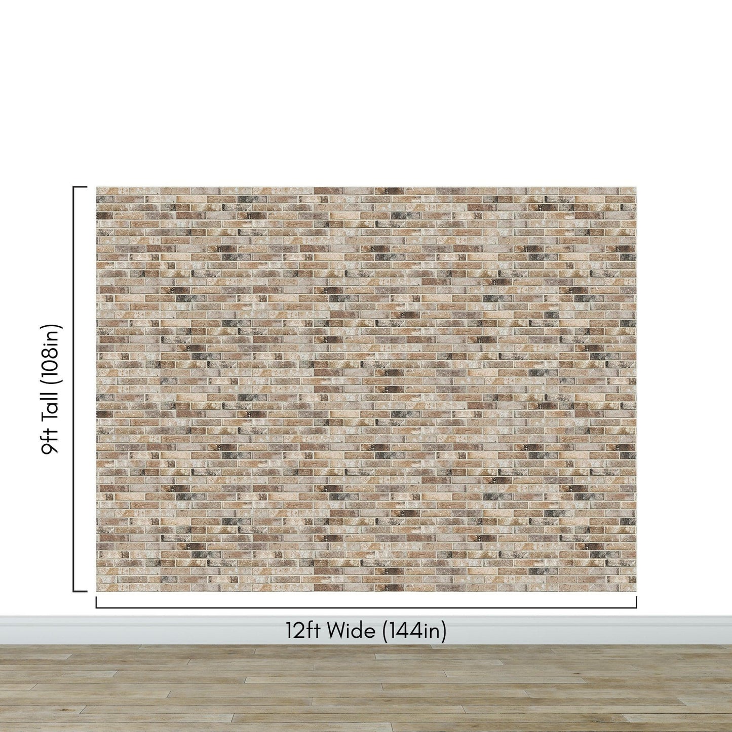 Brick Pattern Wallpaper Mural. Light Tan and Brown Color. #6801