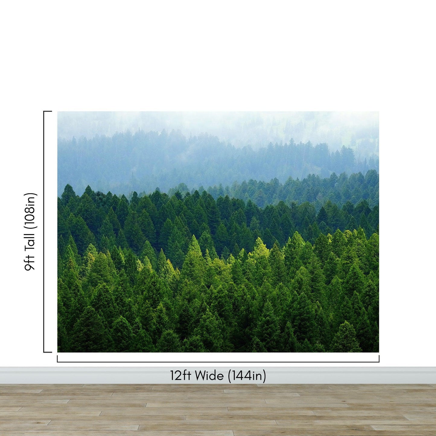 Green Forest Wallpaper Mural. Scenic Landscape Wall Mural. #6894
