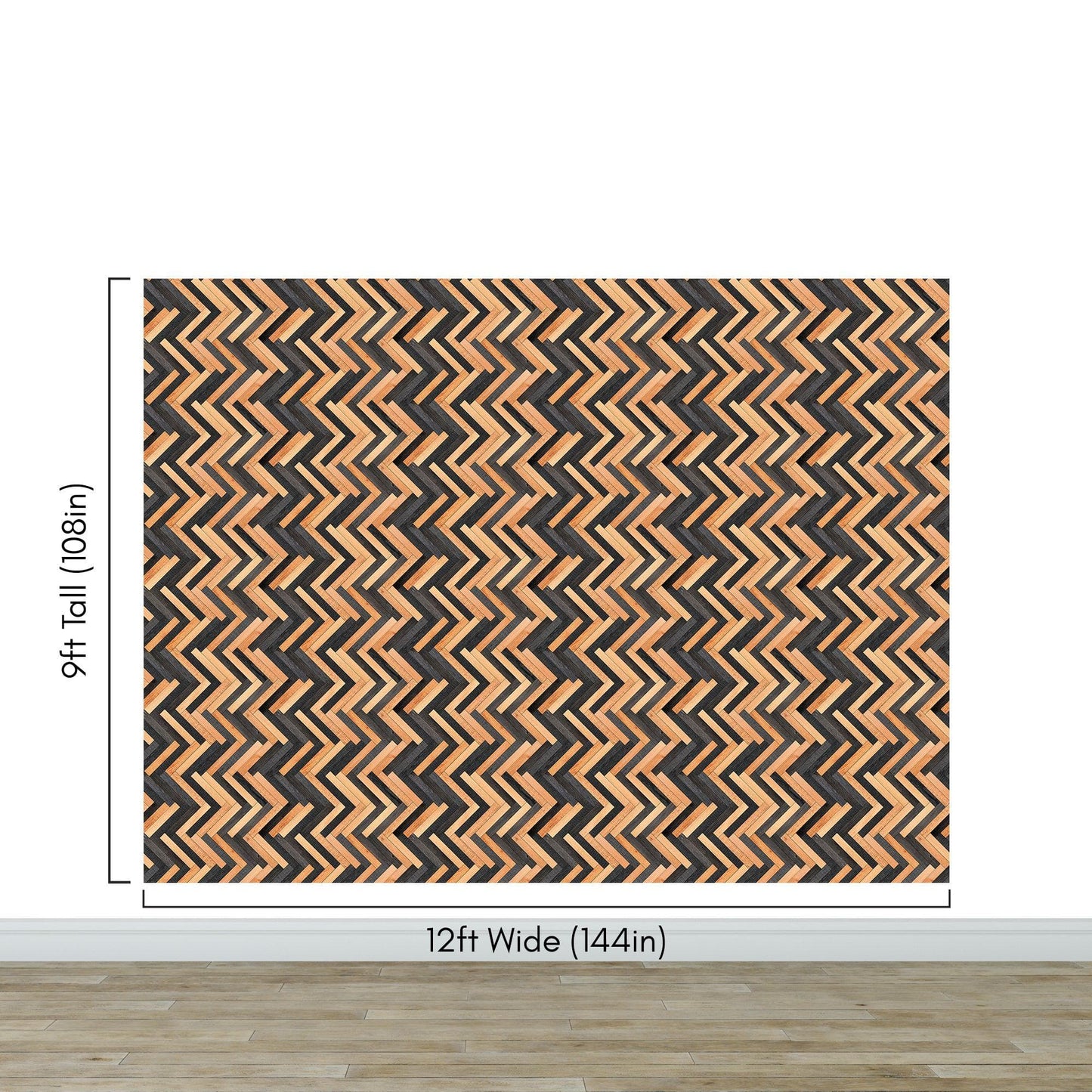 Modern Design Wooden Zigzag Panel Wallpaper Mural. #6736