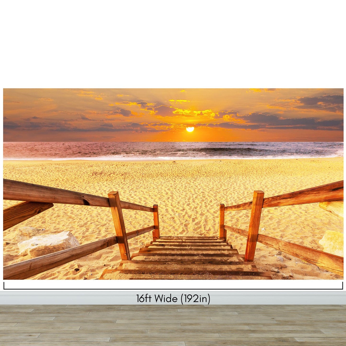 Yellow Sunset on Beach Wallpaper Mural. #6049